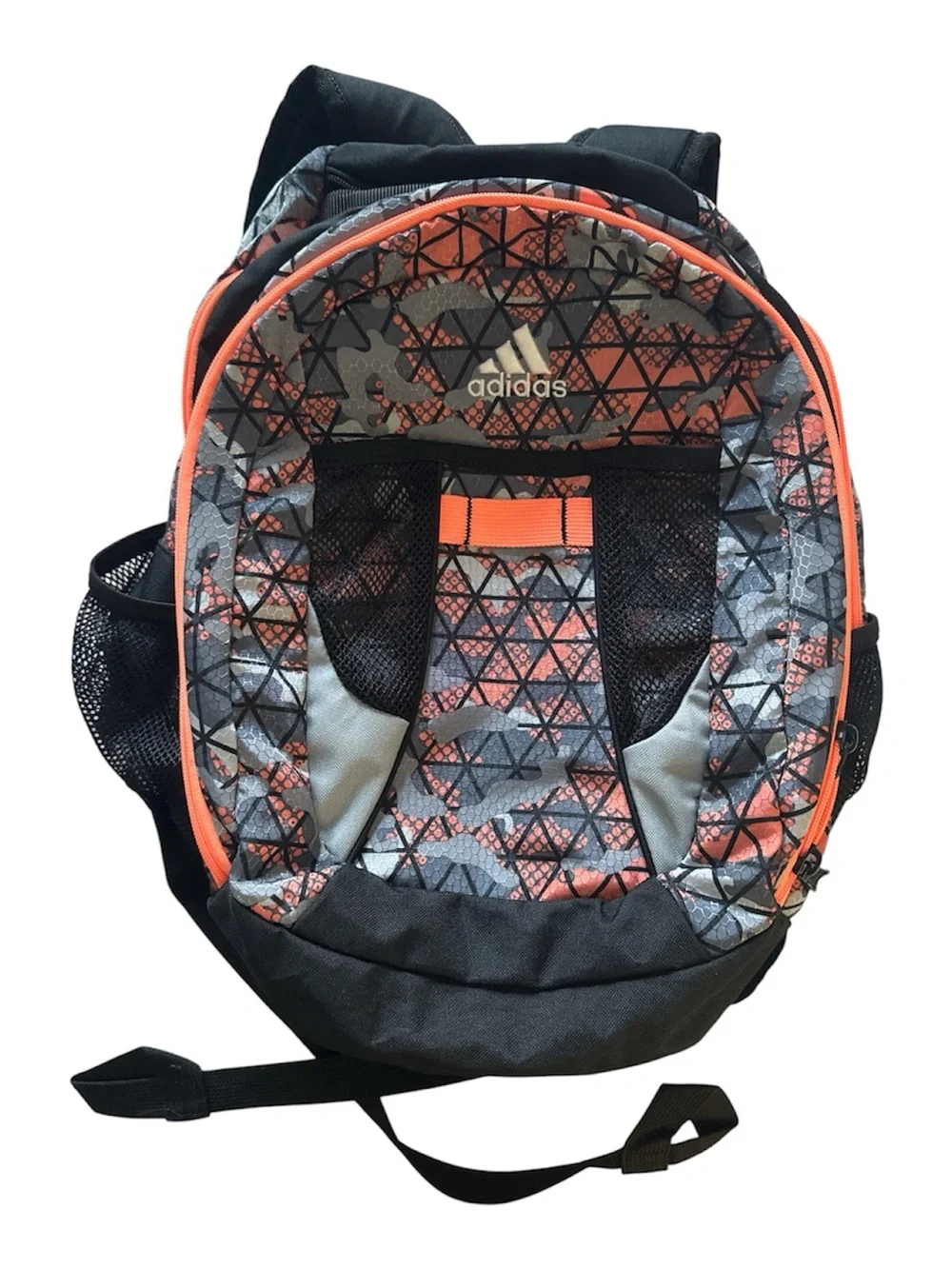 Adidas Black and Orange Geometric Unisex Campus Backpack